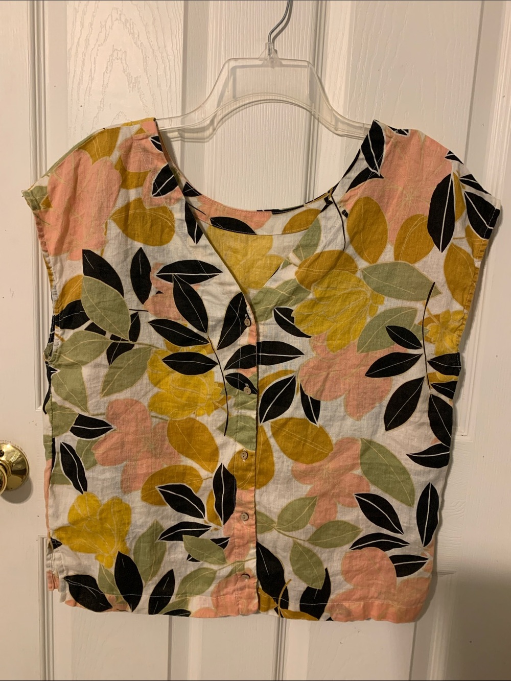 Rachel Zoe Linen Boxy Top with button up back in floral print  -  size M - Picture 2 of 7